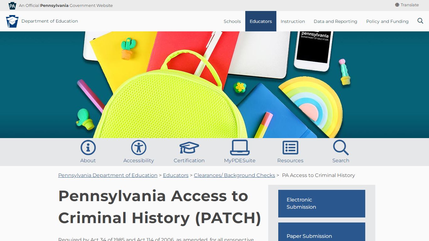 Pennsylvania Access to Criminal History (PATCH)